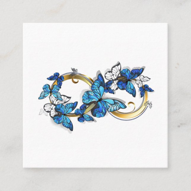 Tarjeta De Recomendación Símbolo infinito de mariposas Morpho azules (Anverso)