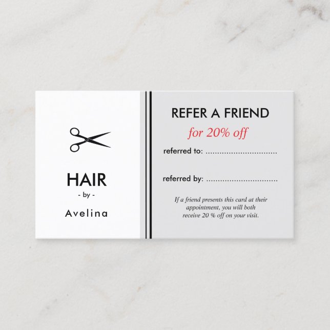 Tarjeta De Recomendación Simple elegant business light beauty salon (Anverso)