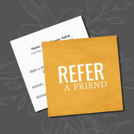 Tarjeta De Recomendación Simple Elegant Yellow White Referral Card