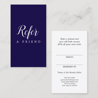 Tarjeta De Recomendación Simple elegante azul y blanco 