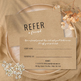 Tarjeta De Recomendación Simple Kraft Rústico Moderno