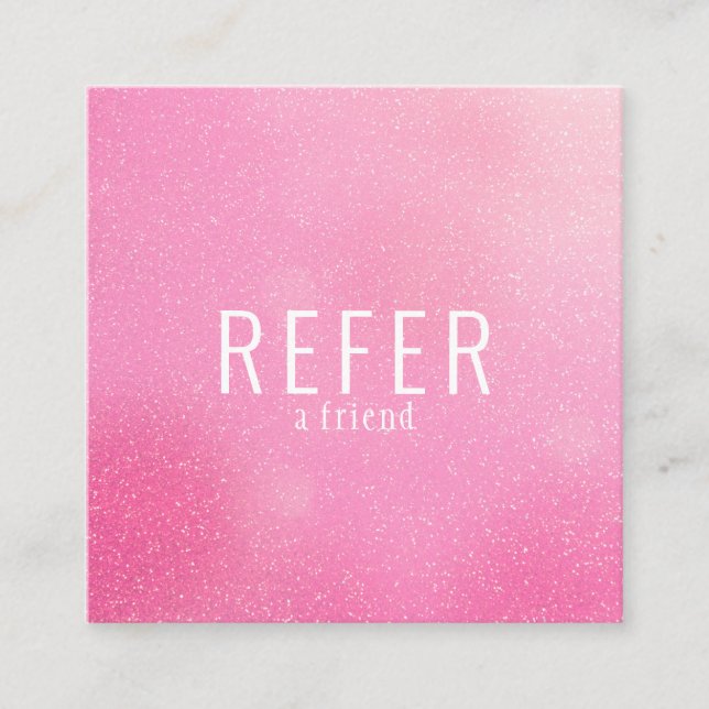 Tarjeta De Recomendación Simple Modern Glitter Rosa (Anverso)