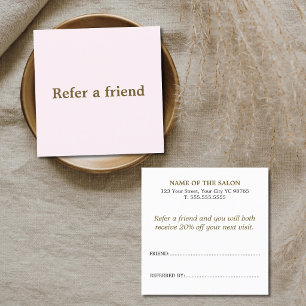 Tarjeta De Recomendación Simple Rosa Pálido Dorado Antiguo 