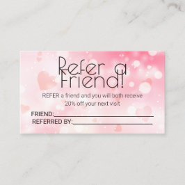 Tarjeta De Recomendación Simple y elegante Bokeh Rosa