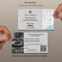 Tarjeta De Recomendación Sofisticado B2B Services Código QR Gris
