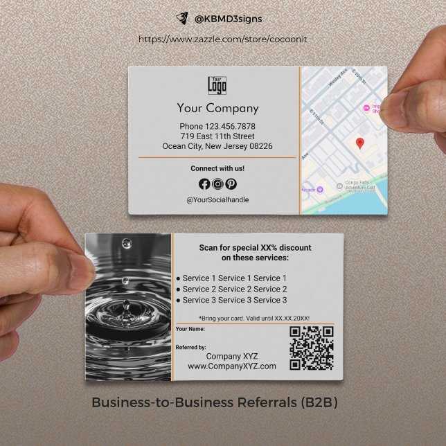 Tarjeta De Recomendación Sofisticado B2B Services Código QR Gris (Sophisticated B2B Services QR Code Gray Referral Card, Business to Business Collaboration)