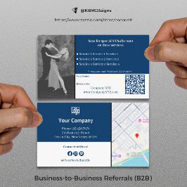 Tarjeta De Recomendación Sofisticado B2B Services QR Código QR Blanco Azul
