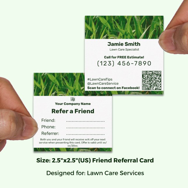 Tarjeta De Recomendación Square Business Promo - Lawn Care Friend (Square Business Promo - Lawn Care Friend Referral Card; Size: 2.5 x 2.5 Inch)