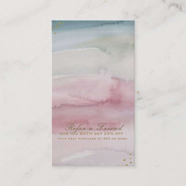 Tarjeta De Recomendación Sueño de Glamour Moderno en Acuarela Dorada Recomi (Anverso)