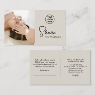Tarjeta De Recomendación Terapeuta Holístico Coach de Salud Beige Neutro