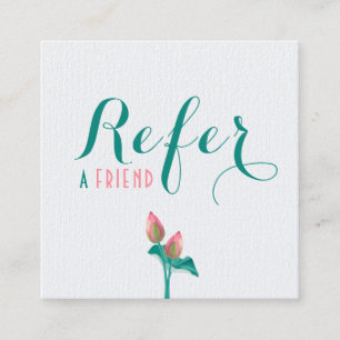 Tarjeta De Recomendación Terapia holística mínima de flores de color rosa L