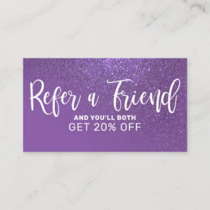 Tarjeta De Recomendación Tipografía de gradiente Purpurina violeta de moda