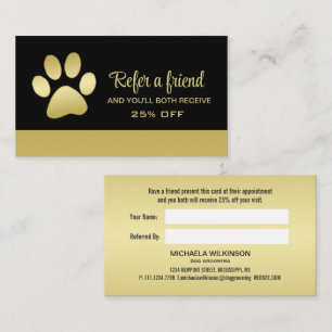 Tarjeta De Recomendación Traza dorada de perro brillante en el servicio de 