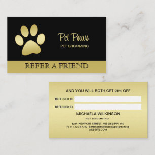 Tarjeta De Recomendación Traza dorada de perro brillante en el servicio de 