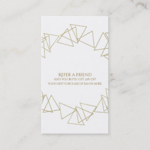 Tarjeta De Recomendación Triángulos Geométricos Dorados Glam Moderno Referi