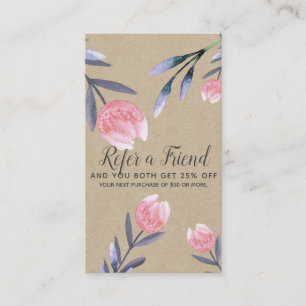 Tarjeta De Recomendación Tulipanes de Acuarela Peach Spring Referir un Amig