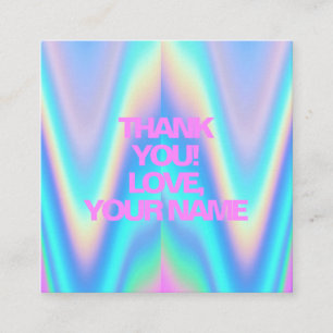Tarjeta De Recomendación unicornio holográfico neón Gracias texto rosa nomb