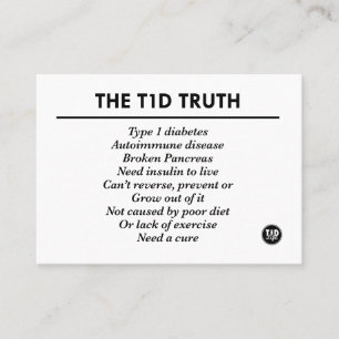 Tarjeta De Recomendación Verdad de T1d (3,5" x 2,5")