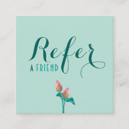 Tarjeta De Recomendación Verde azulado Lotus Flower Moderno Script Wellness
