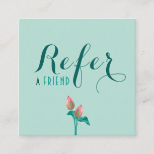 Tarjeta De Recomendación Verde azulado Lotus Flower Moderno Script Wellness