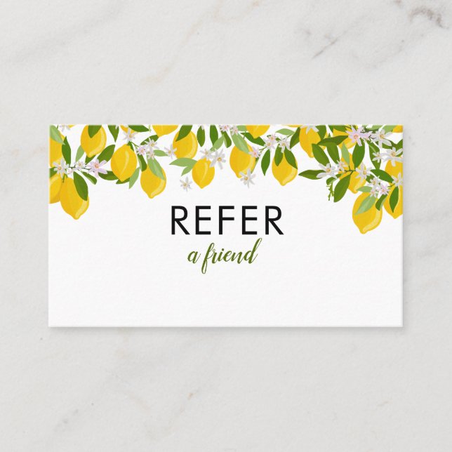 Tarjeta De Recomendación Verde limones elegantes (Anverso)