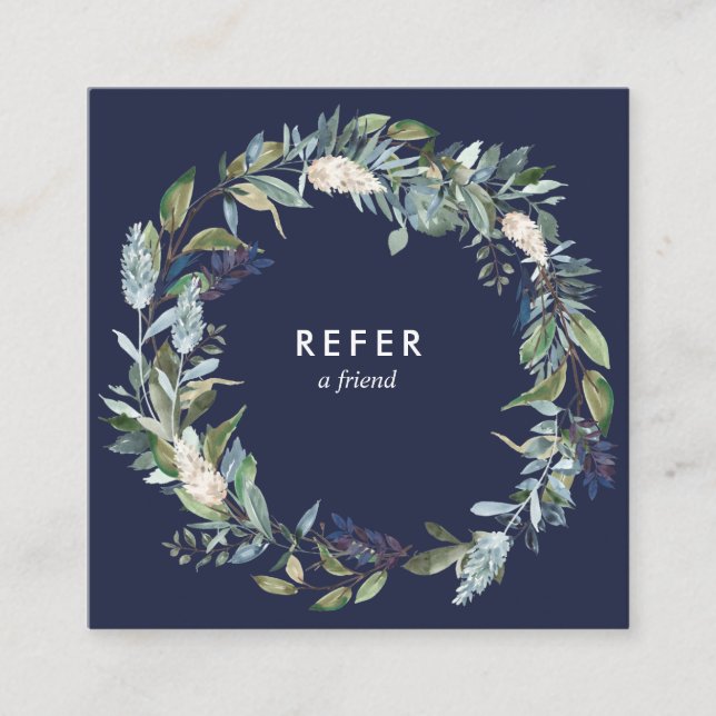 Tarjeta De Recomendación Verdor Y Flor Azul (Anverso)