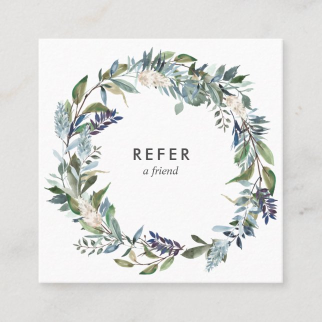 Tarjeta De Recomendación Verdor Y Flor Azul (Anverso)