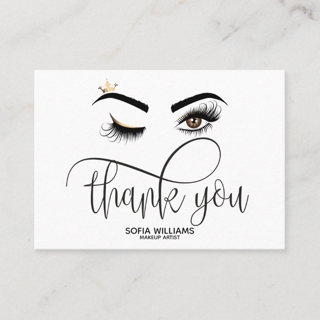 Tarjeta De Recomendación Wink Beautiful Brown Eye with Gold Crown Afcare (Anverso)