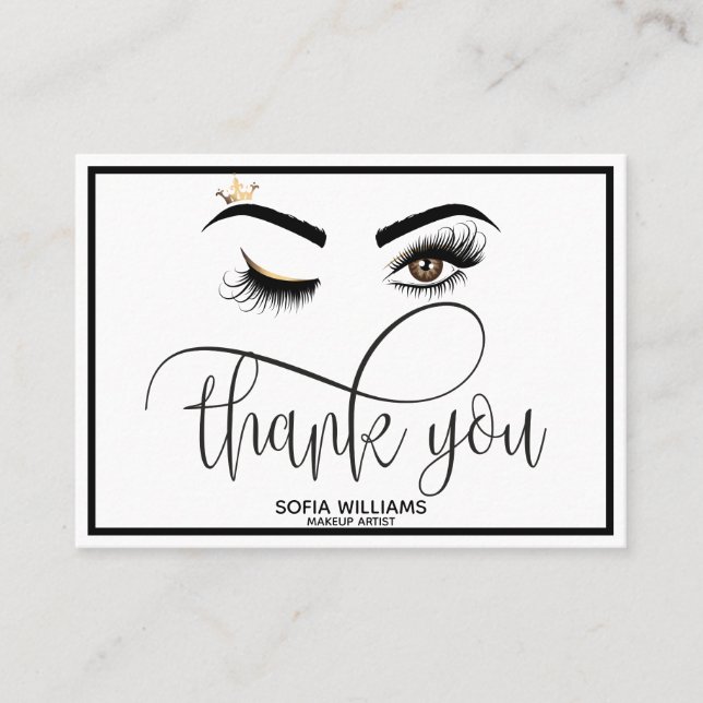 Tarjeta De Recomendación Wink Beautiful Brown Eye with Gold Crown Afcare (Anverso)