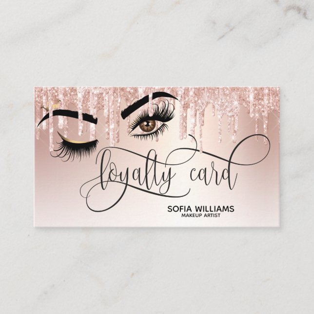 Tarjeta De Recomendación Wink Beautiful Brown Eye with Gold Crown Loyalty (Anverso)
