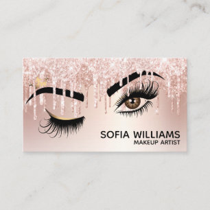 Tarjeta De Recomendación Wink Beautiful Brown Eye with Gold Crown Makup
