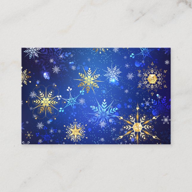 Tarjeta De Recomendación XMAS Blue Background with Golden Snowflakes (Anverso)