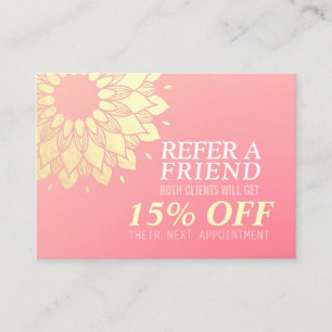 Tarjeta De Recomendación YOGA Instructor de Meditación Referral Gold Mandal