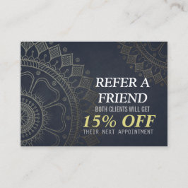 Tarjeta De Recomendación YOGA Instructor de Meditación Referral Gold Mandal