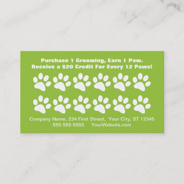 Tarjeta de recompensa para clientes de Dog Groomin (Anverso)