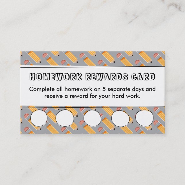 Tarjeta de recompensas Homework | Herramientas de  (Anverso)