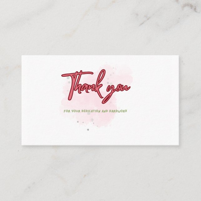 Tarjeta de reconocimiento para dedicación y trabaj (Anverso)