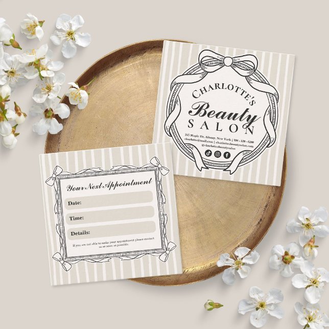Tarjeta de Recordatorio de Cita con Marco de Arco  (Ivory Ornate Bow Frame Appointment Reminder Card)