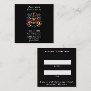 Tarjeta de recordatorio de cita de salón de tatuaj