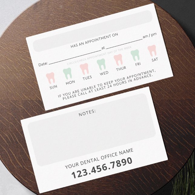 Tarjeta de Recordatorio de Cita Dental Moderna (Subido por el creador)