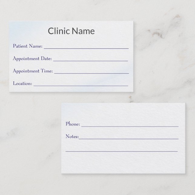 Tarjeta de Recordatorio de Cita Médica Profesional (Anverso / Reverso)