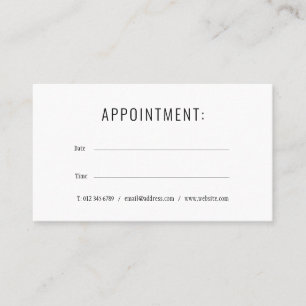 Tarjeta de recordatorio de cita simple en blanco y