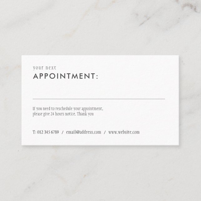 Tarjeta de Recordatorio de Cita Simple y Elegante (Anverso)