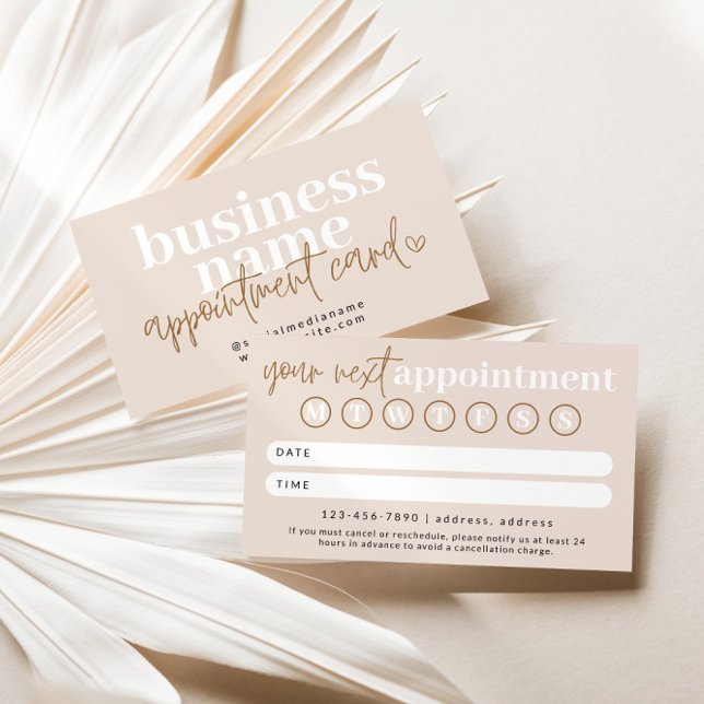 Tarjeta de recordatorio de citas de Boho moderna (Appointment Reminder Card)