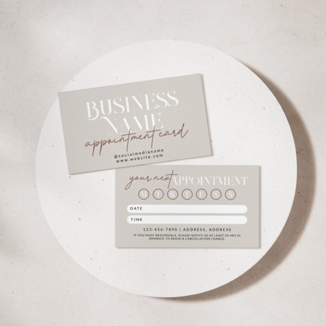 Tarjeta de recordatorio de citas de Boho moderna (Neutral Boho Appointment Card Reminder)