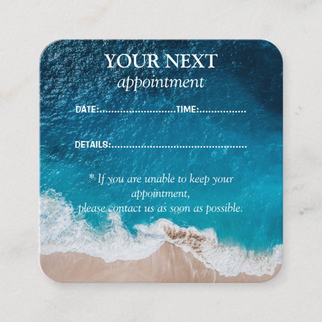 Tarjeta de recordatorio de citas de olas oceánicas (Anverso)