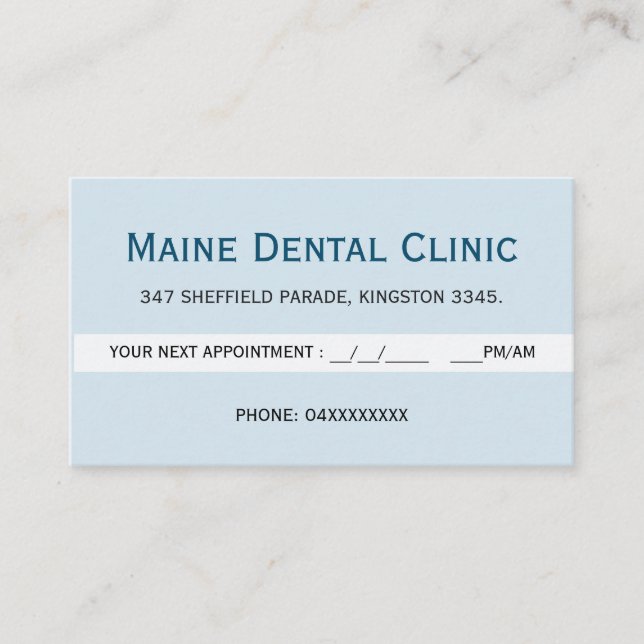 Tarjeta de recordatorio de citas dentales dentales (Anverso)