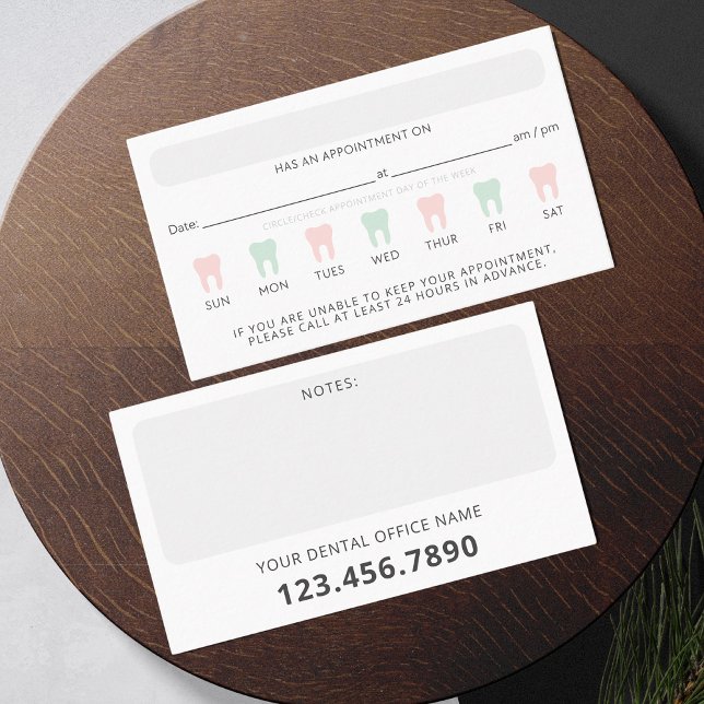 Tarjeta de recordatorio de citas dentales modernas (Subido por el creador)