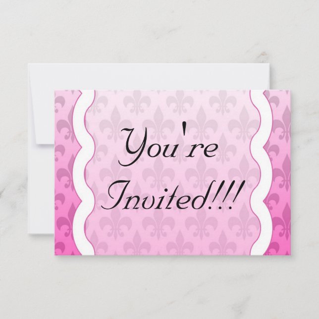 Tarjeta de recordatorio Fleur De Lis RSVP - Rosa (Anverso)