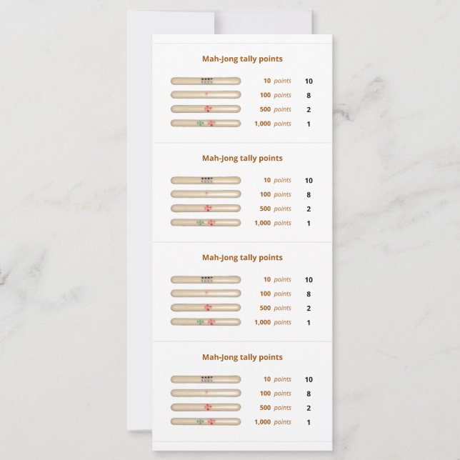 Tarjeta de recuento Mah-Jong - 3 (Anverso)